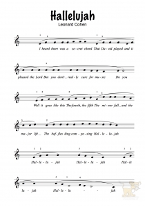 Bladmuziek/sheet music Hallelujah - Leonard Cohen